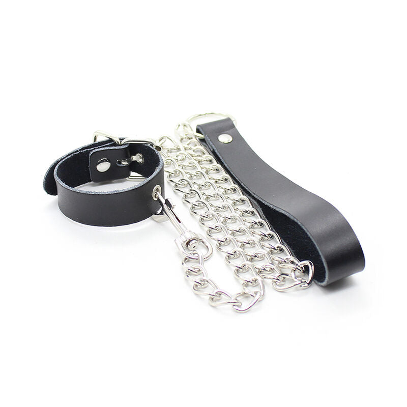 OHMAMA FETISH - PENIS COLLAR AND LEATHER BRACELET WITH METAL CHAIN