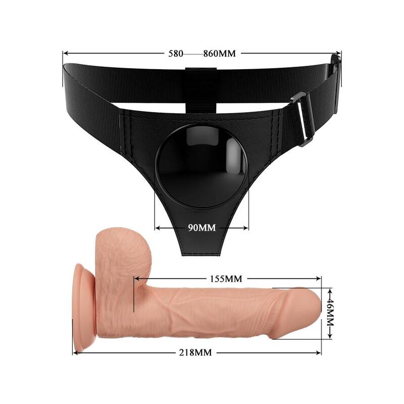 PRETTY LOVE - UNIVERSAL HARNESS BRIEFS WITH JERRY 21.8 CM NATURAL DILDO