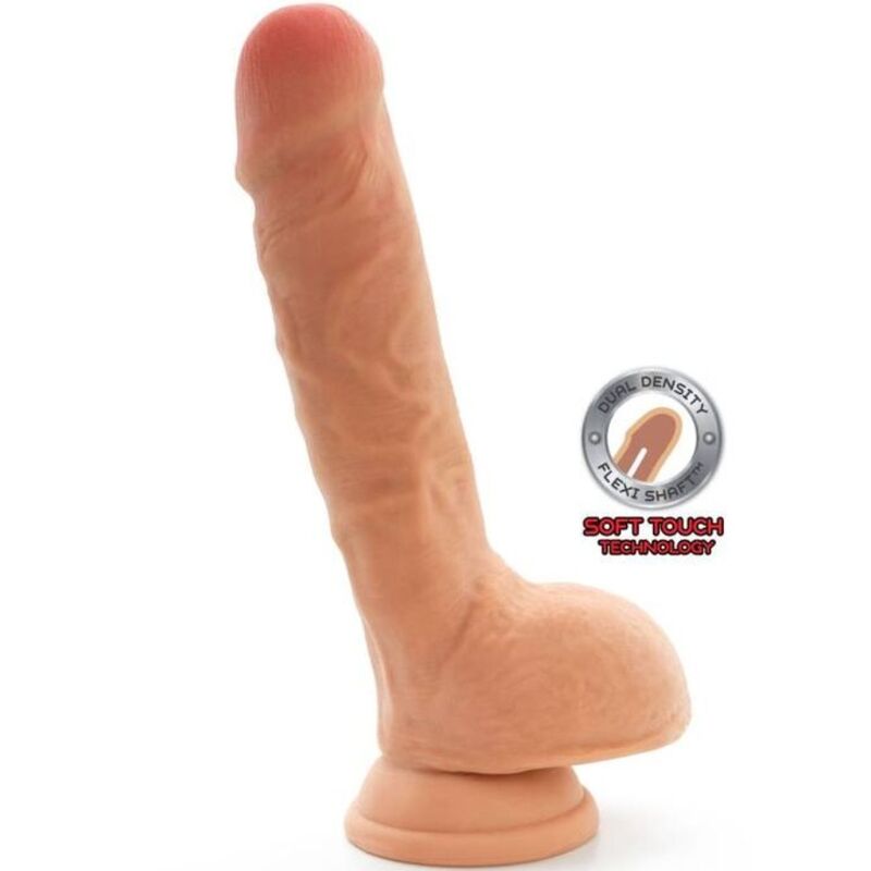 GET REAL - 10" DUAL DENSITY DILDO WITH SKIN BALLS