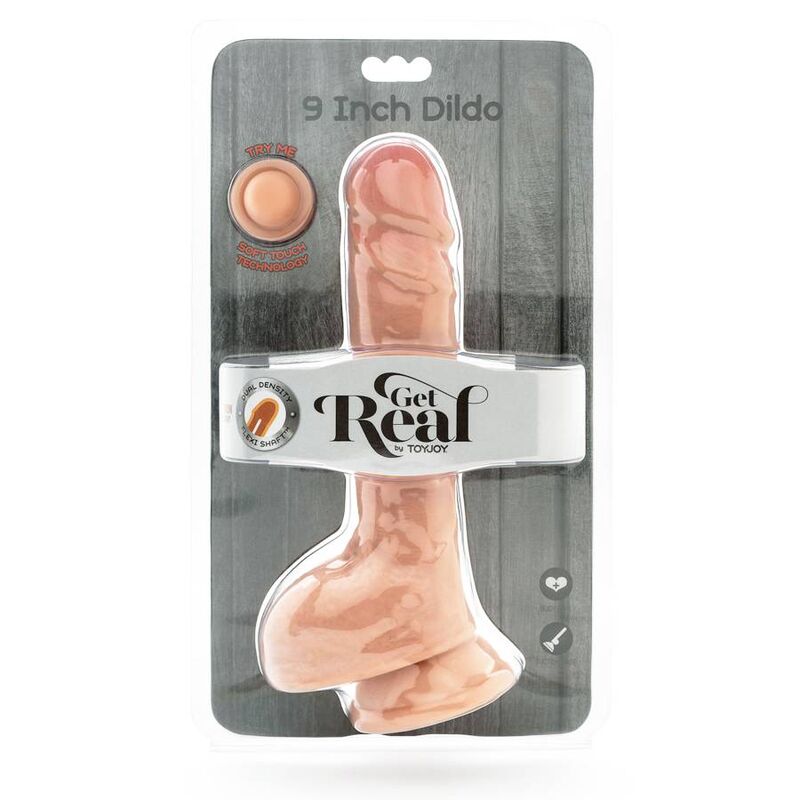 GET REAL - 10" DUAL DENSITY DILDO WITH SKIN BALLS