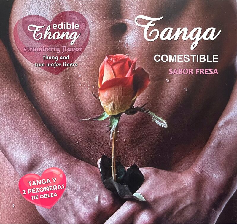 HOTFLOWERS - MEN'S THONG + 2 NIPPLES WAFER STRAWBERRY /es/pt/en/fr/it/