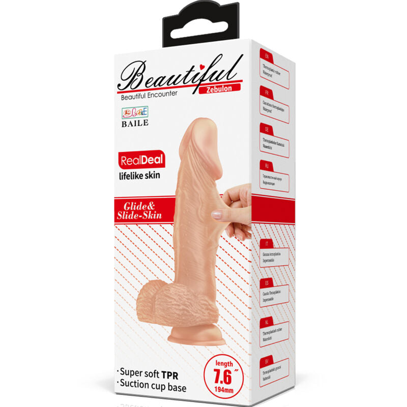BAILE - BELLE ENCOUNTER ZEBULON FLEXIBLE REALISTIC DILDO 19.4 CM NATURAL