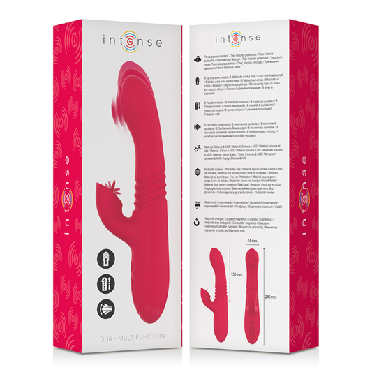 INTENSE - RECHARGEABLE MULTIFUNCTION DUA UP &amp; DOWN VIBRATOR WITH RED TONGUE