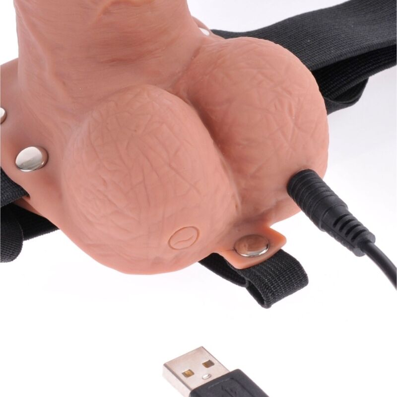 FETISH FANTASY SERIES - ADJUSTABLE REALISTIC PENIS HARNESS WITH RECHARGEABLE BULLETS AND VIBRATOR 7 INCH