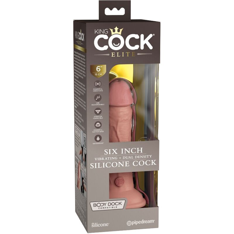 KING COCK - ELITE 15.2 CM REALISTIC VIBRATING &amp; SILICONE DILDO