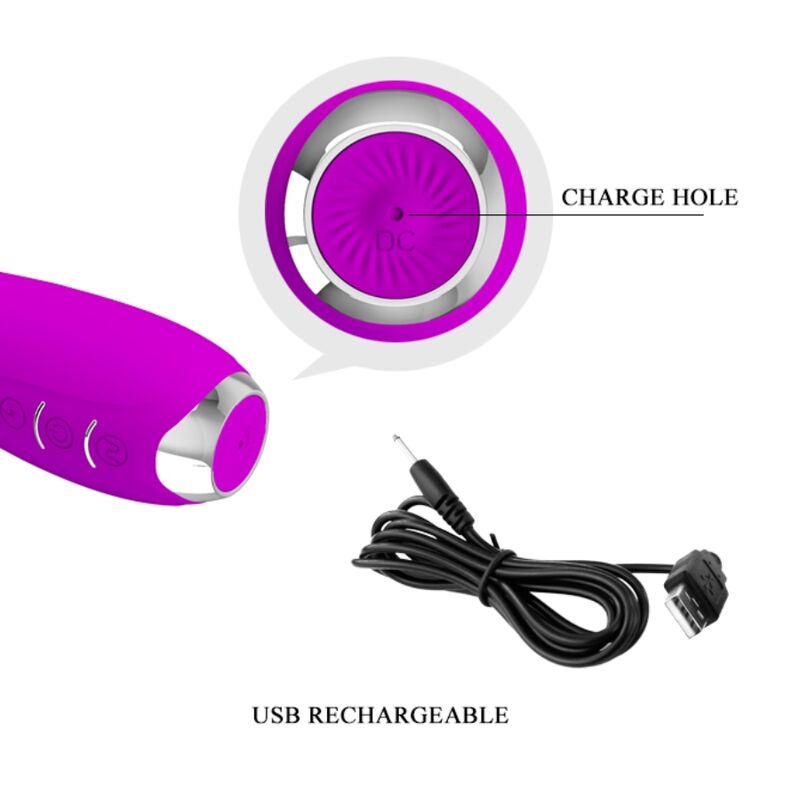 PRETTY LOVE - RECHARGEABLE ELECTROSHOCK VIBRATOR HECTOR - WATERPROOF PURPLE