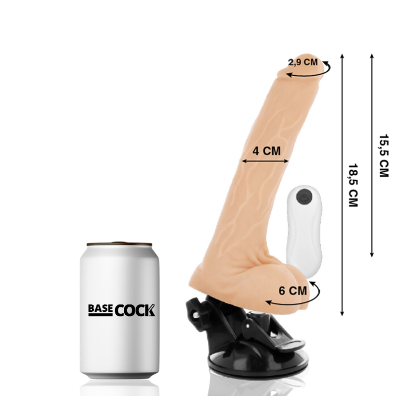 BASECOCK - ARTICULABLE VIBRATOR REMOTE CONTROL NATURAL 18.5 CM -O- 4 CM