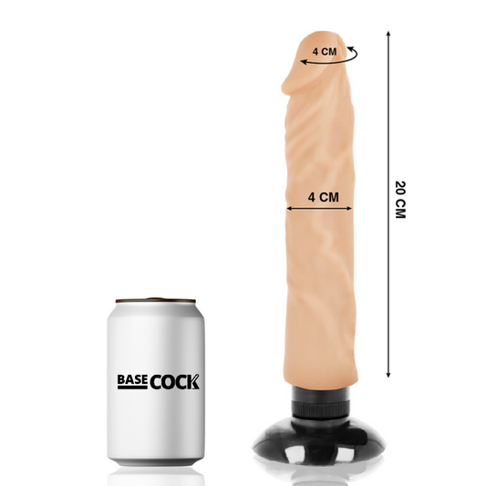 BASECOCK - VIBRADOR REALISTA NATURAL 2 EN 1 20 CM -O- 4 CM