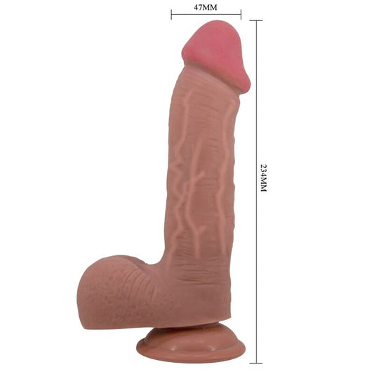 PRETTY LOVE - SLIDING SKIN SERIES REALISTIC DILDO WITH SUCTION CUP SLIDING SKIN BROWN 23.4 CM