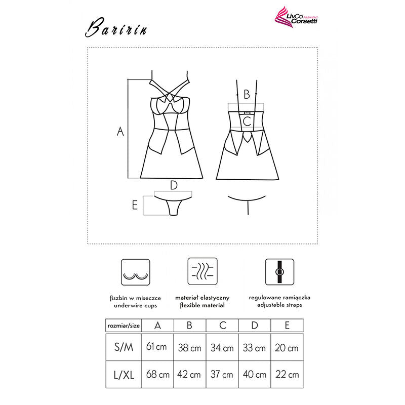 LIVCO CORSETTI FASHION - CAMISA + BRAGUITA BARIRIN LC 90633 NEGRO