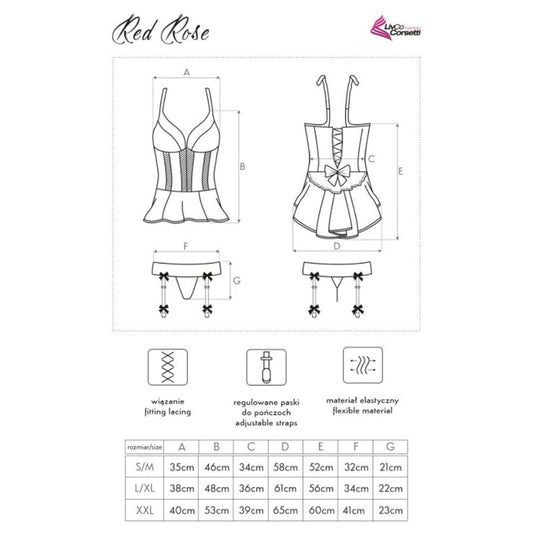 LIVCO CORSETTI FASHION - ROSE ROUGE LC 90130 CORSET + CULOTTE ROUGE