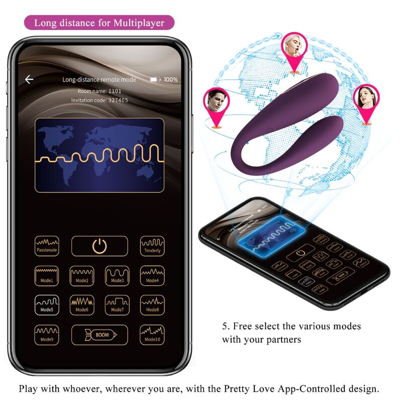 PRETTY LOVE - AUGUST DOUBLE PLEASURE GLOBAL DISTANCE VIBRATOR