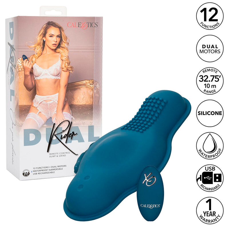 CALEXOTICS - RIDER MASSAGER DUAL MOTOR REMOTE CONTROL BLUE