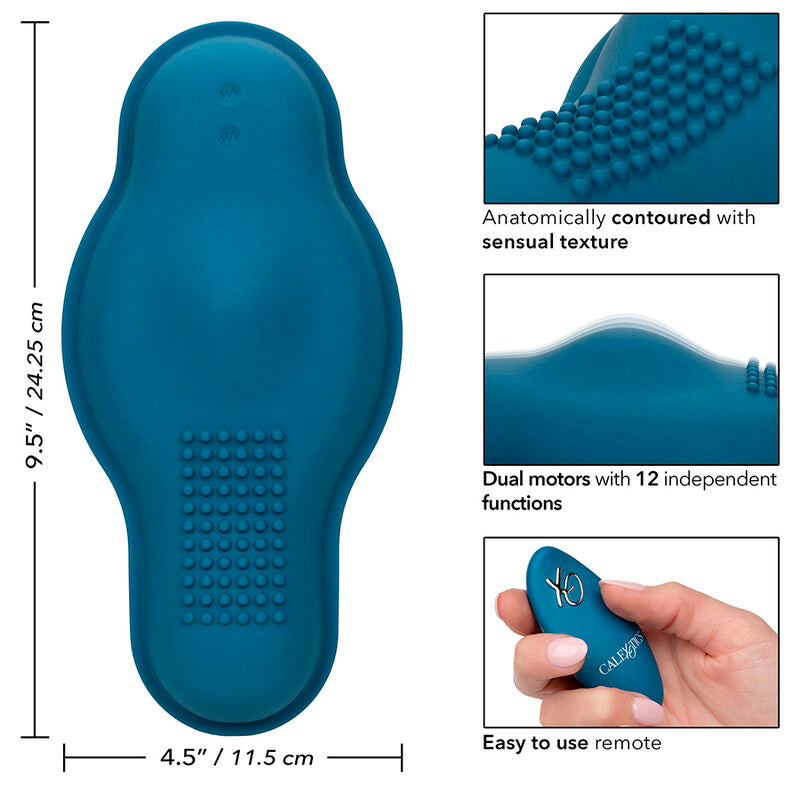 CALEXOTICS - RIDER MASSAGER DUAL MOTOR REMOTE CONTROL BLUE