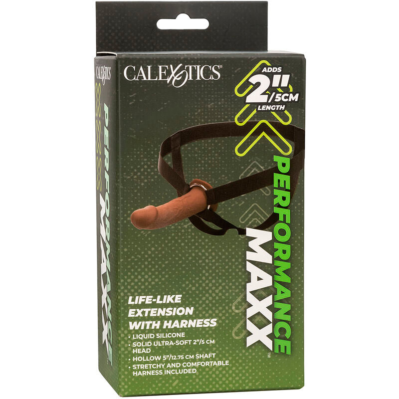 CALEXOTICS - REALISTIC MAXX PERFORMANCE EXTENSION WITH BROWN SKIN HARNESS