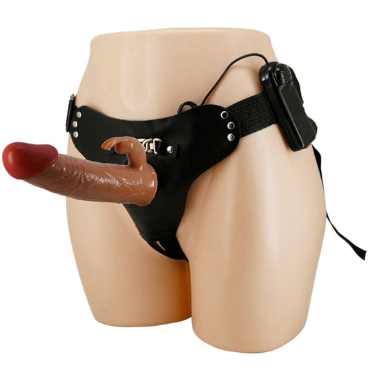 PRETTY LOVE - MARION UNIVERSAL BRIEFS HARNESS WITH VIBRATING DILDO 19 CM BROWN