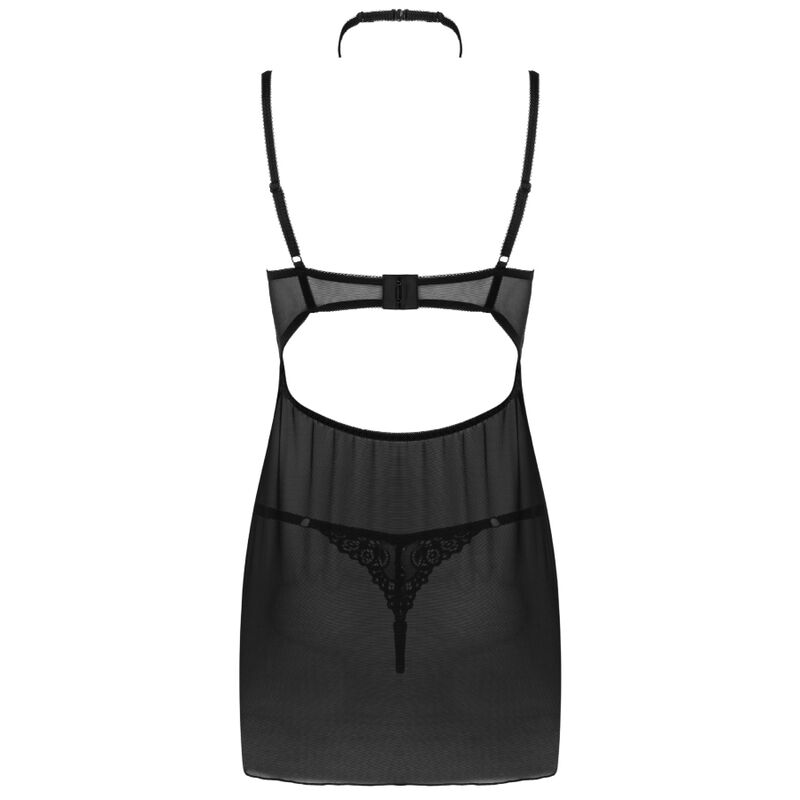 LIVCO CORSETTI FASHION - CONJUNTO BABYDOLL BINELLA + TANGA NEGRO