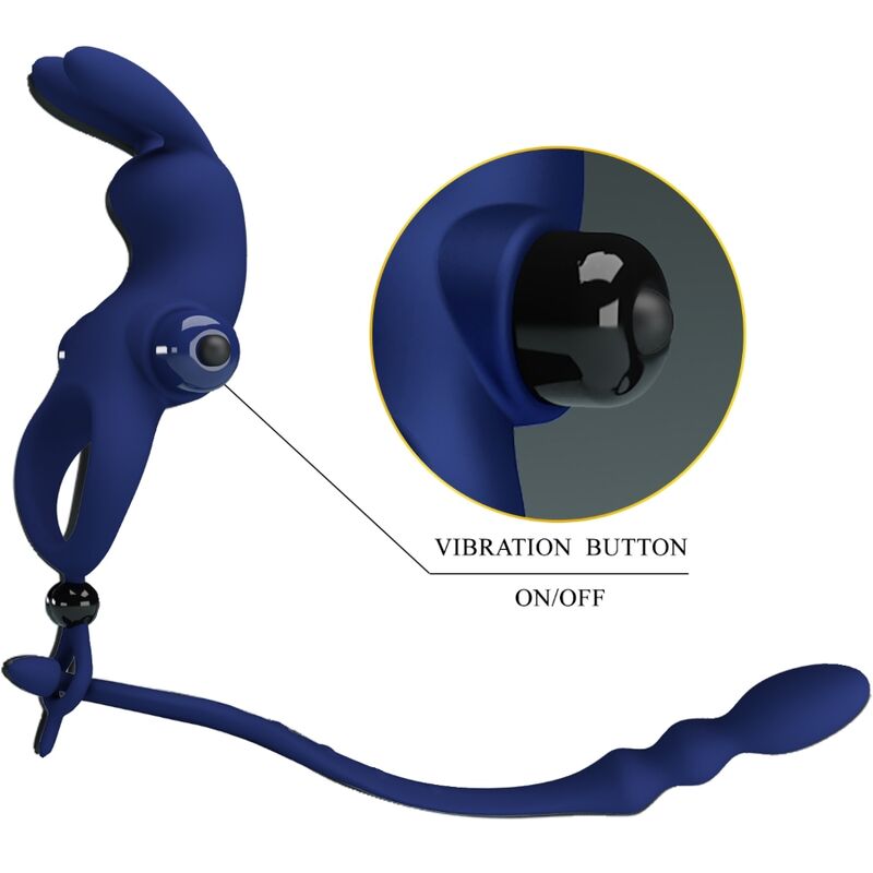 PRETTY LOVE - AYAD RABBIT VIBRATOR RING WITH BLUE PLUG