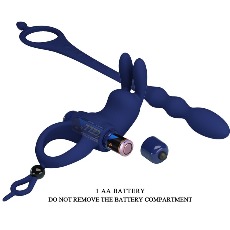 PRETTY LOVE - AYAD RABBIT VIBRATOR RING WITH BLUE PLUG