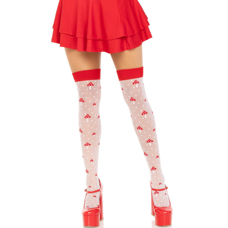 LEG AVENUE - RED/WHITE MUSHROOM KNEE SOCKS