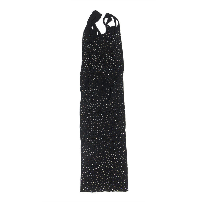 SUBBLIME - 952198 BLACK FISHNET DRESS WITH SPARKLING DIAMONDS ONE SIZE