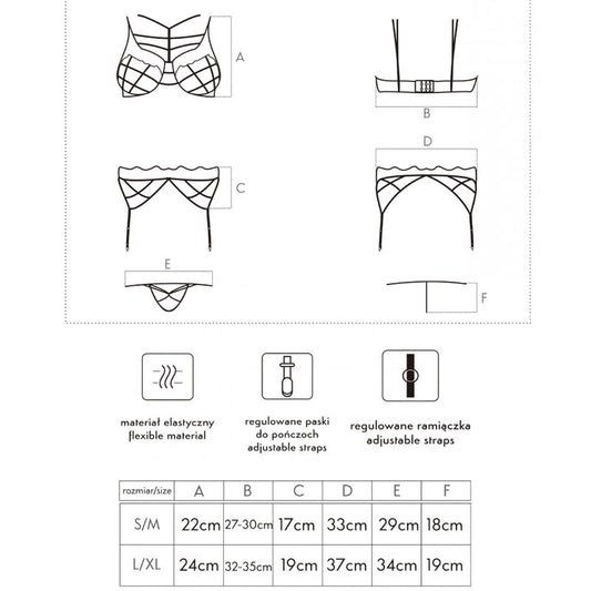 LIVCO CORSETTI FASHION - SOLEDAD LC 20217 SOUTIEN-GORGE + CULOTTE + JARRETIÈRE L/XL