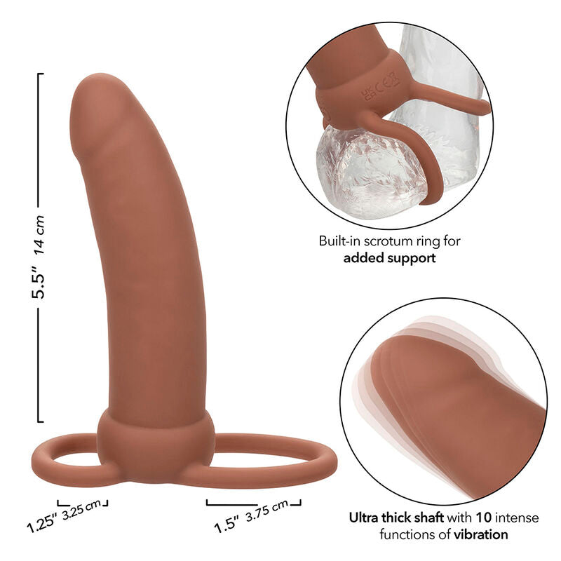 CALEXOTICS - MAXX THICK DOUBLE PENETRATOR 10 VIBRATIONS BROWN