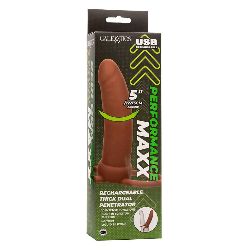 CALEXOTICS - MAXX THICK DOUBLE PENETRATOR 10 VIBRATIONS BROWN