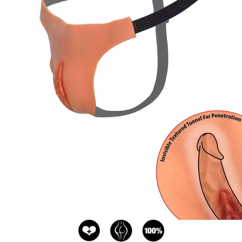 HIDDEN DESIRE - ALTER EGO OPEN VAGINA ADJUSTABLE THONG FLESH