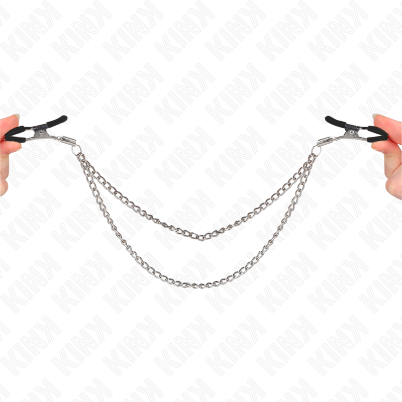 KINK - HEAD CLAMPS WITH 2 THICK SILVER CHAINS 20/23 CM