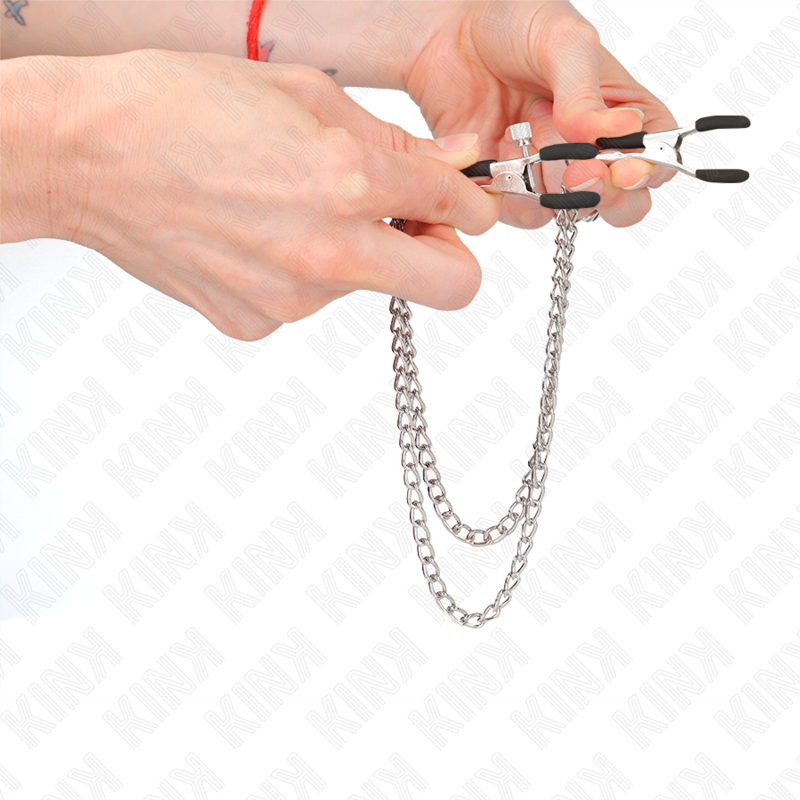 KINK - HEAD CLAMPS WITH 2 THICK SILVER CHAINS 20/23 CM