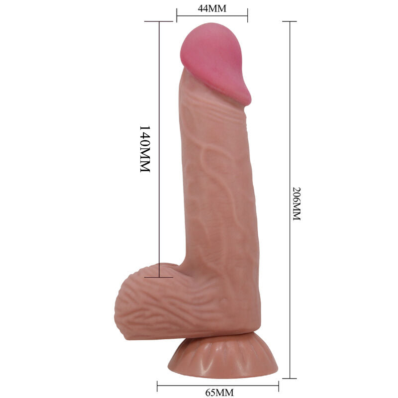 PRETTY LOVE - SLIDING SKIN SERIES REALISTIC DILDO WITH SLIDING SUCTION CUP BROWN SKIN 20.6 CM