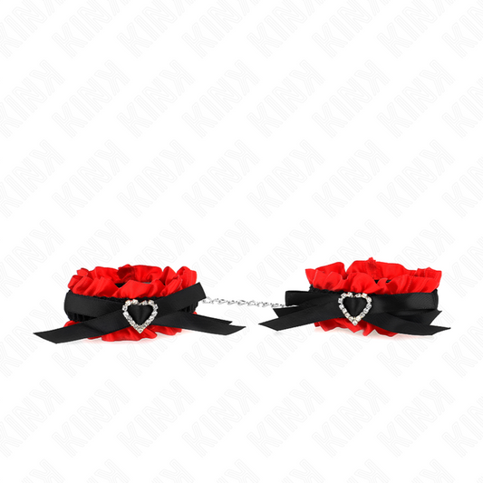 KINK - ELASTIC LACE CUFF WRISTWRAPS WITH RED HEART DETAILS ADJUSTABLE 22-35 CM