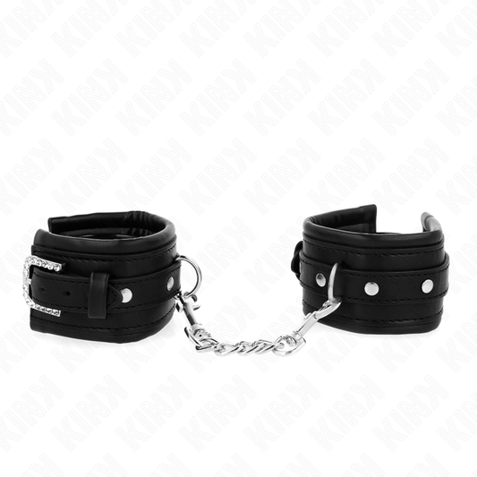 KINK - BLACK RHINESTONE BUCKLE WRISTWRAPS ADJUSTABLE 25-32 CM X 5.5 CM