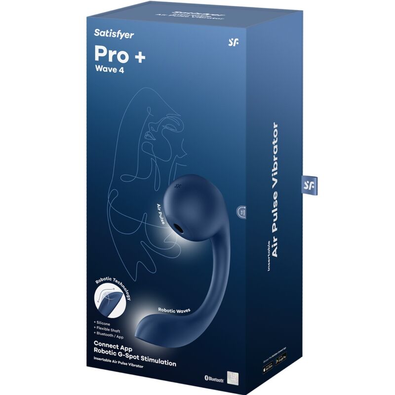 SATISFYER - PRO+ WAVE 4 G-SPOT STIMULATOR AND AIR PULSE FREE APP DARK BLUE