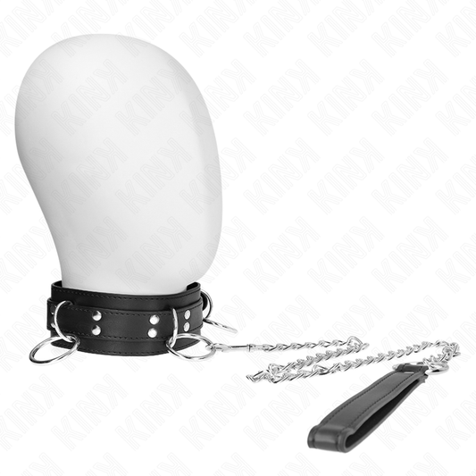 KINK - 3 RING BONDAGE COLLAR WITH STRAP 80 CM 53 X 5 CM