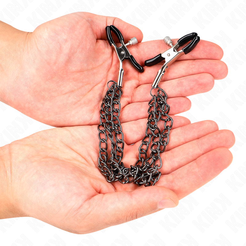 KINK - WORKMAN CLIPS WITH 3 BLACK CHAINS 20/23/28 CM