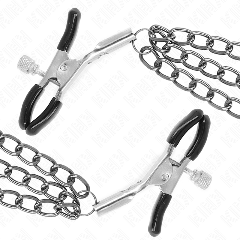 KINK - WORKMAN CLIPS WITH 3 BLACK CHAINS 20/23/28 CM