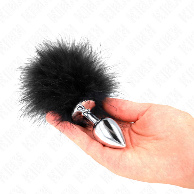 KINK - STAINLESS STEEL ANAL PLUG 11 x 7 CM WITH 11 CM FEATHER