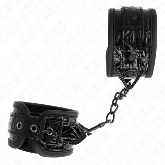 KINK - Adjustable Black Diamond Pattern Wrist Restraints 17-26 cm x 5.5 cm