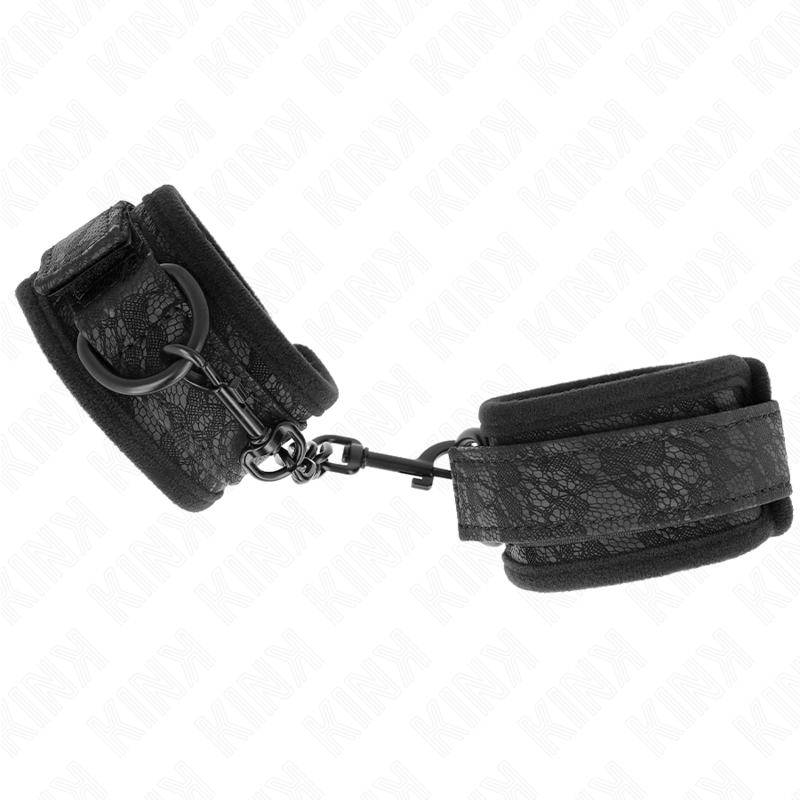 KINK - DARK LACE COVERED CUFFS ADJUSTABLE BLACK NEOPRENE 20-29 CM X 5 CM