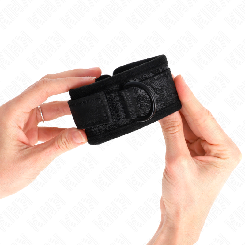 KINK - DARK LACE COVERED CUFFS ADJUSTABLE BLACK NEOPRENE 20-29 CM X 5 CM