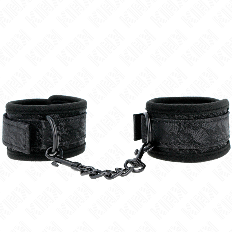 KINK - DARK LACE COVERED CUFFS ADJUSTABLE BLACK NEOPRENE 20-29 CM X 5 CM