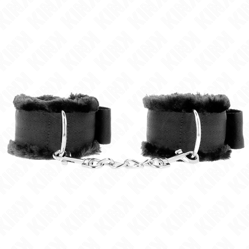 KINK - Adjustable Black Fur Lined Wrist Restraints 17-31 cm x 7 cm