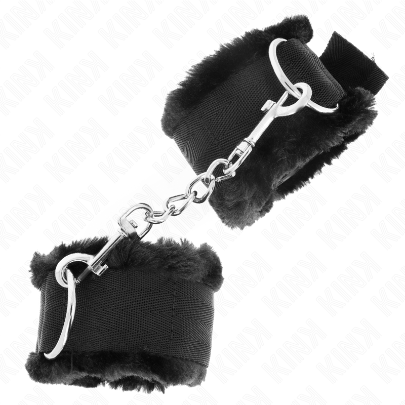 KINK - Adjustable Black Fur Lined Wrist Restraints 17-31 cm x 7 cm