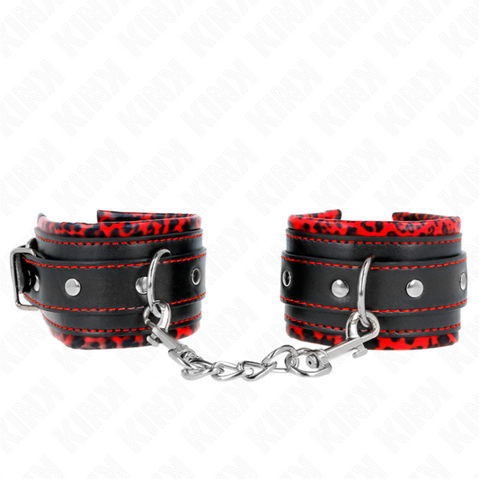 KINK - RED/BLACK FUR LINED WRIST RESTS ADJUSTABLE 17-29 CM X 6 CM