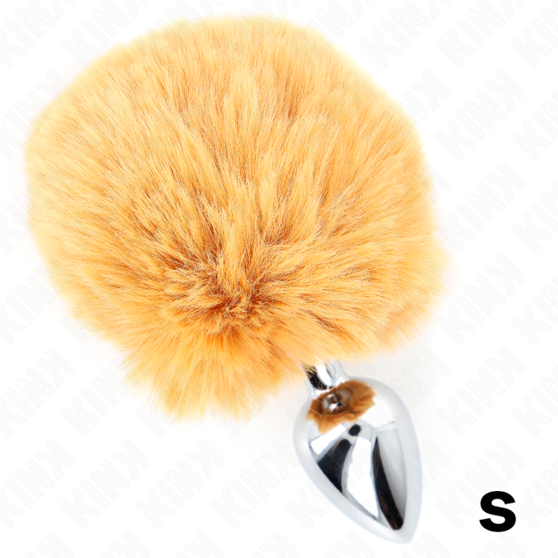 KINK - 7 x 3 CM STAINLESS STEEL PLUG WITH 8 CM BEIGE FAUX FUR BUNNY TAIL