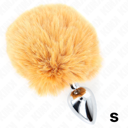 KINK - 7 x 3 CM STAINLESS STEEL PLUG WITH 8 CM BEIGE FAUX FUR BUNNY TAIL