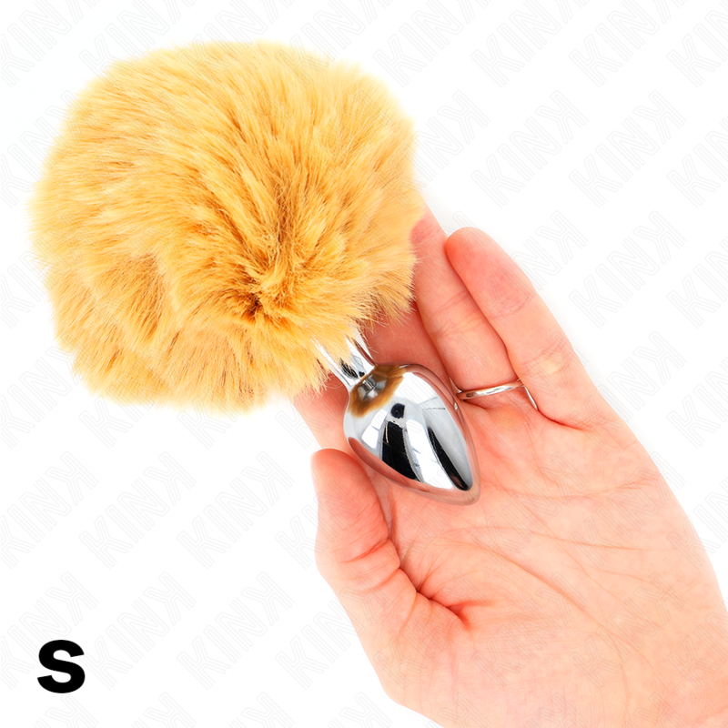 KINK - 7 x 3 CM STAINLESS STEEL PLUG WITH 8 CM BEIGE FAUX FUR BUNNY TAIL