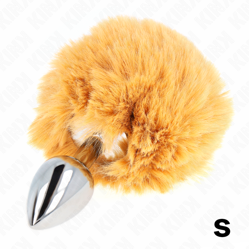 KINK - 7 x 3 CM STAINLESS STEEL PLUG WITH 8 CM BEIGE FAUX FUR BUNNY TAIL